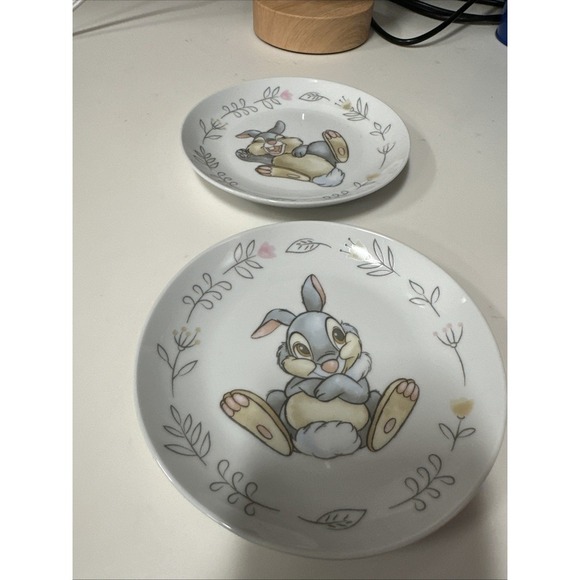 Set of 2 Assorted Bambi's Thumper 6" Porcelain Appetizer Snack Plates by Zrike‎ - Picture 1 of 5